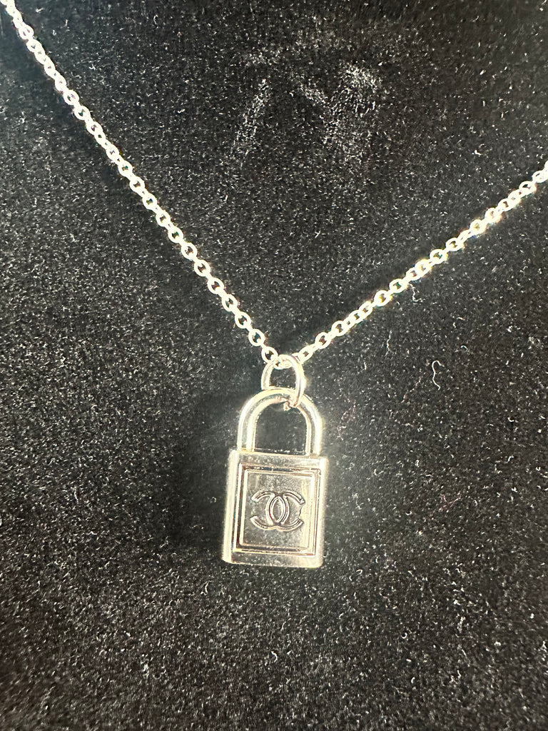 The “Silver CC Lock” Necklace