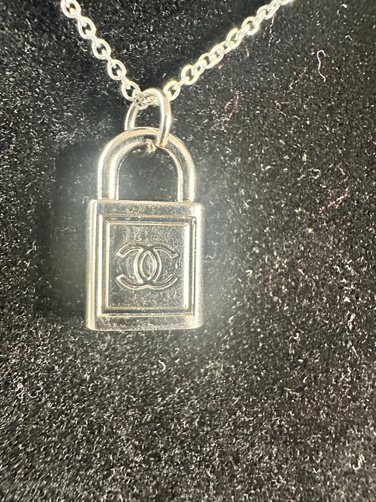 The “Silver CC Lock” Necklace