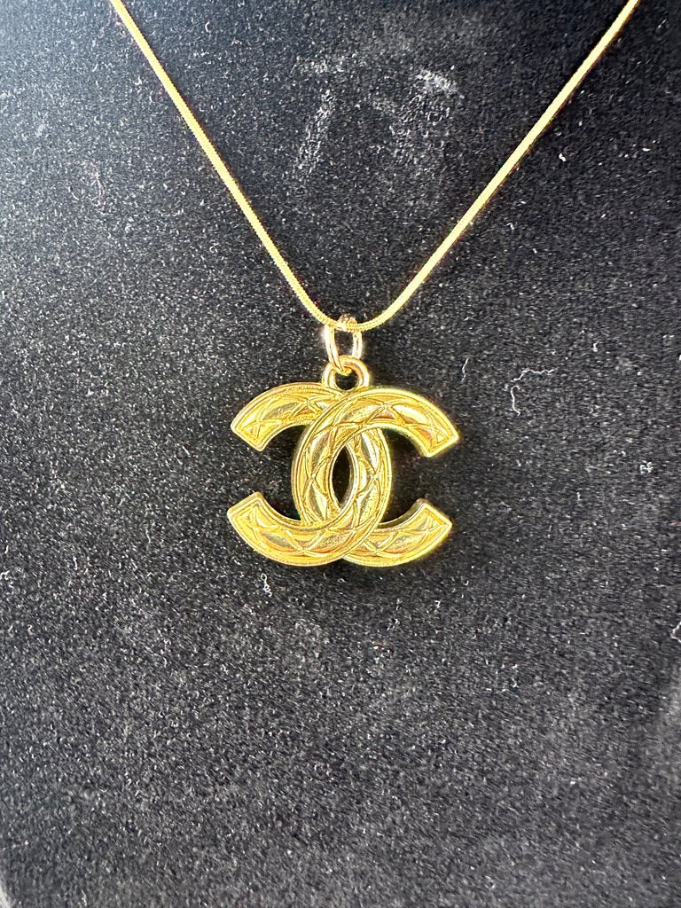 The “Gold Quilted CC” Necklace